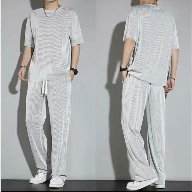 Sports and Leisure Summer Pants for Men, Loose Straight Leg Set, Thin Western Style Pants, Trendy Hanging Pants