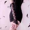 Long Lace Fingerless Gloves, Sheer Floral Arm Sleeves for Wedding & Cosplay