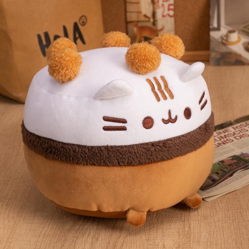 15/22cm Kawaii Cookie Cake Cat Plush Doll Fat Cat Round Ice Cream Cake Chocolate Chip Cookie Plush Toy For Child Birthday Gift