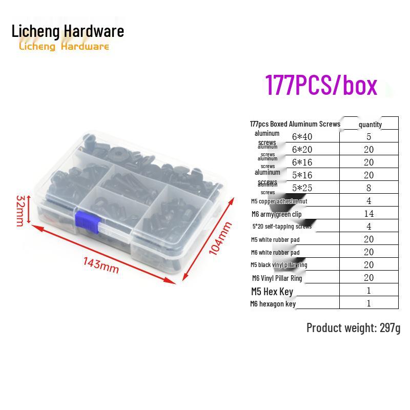 Śruby kolorowe do szyby motocyklowej ze stopu aluminium (177/183/198 szt.)