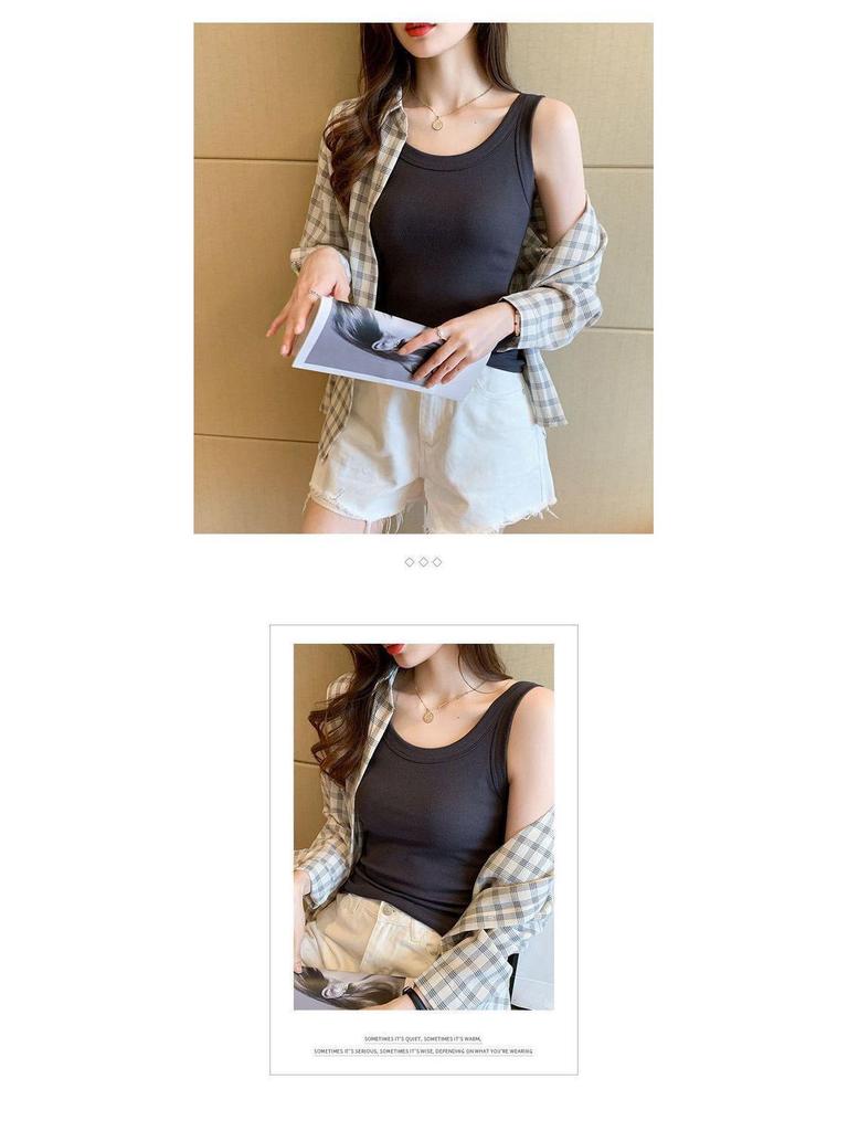 Women's Ribbed Slim Fit Tank Top - Anti-Exposure, Elastic, Versatile 