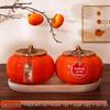 Ruyi Persimmon Ceramic Tea Can: Sealed Canister for Tea, Home Decor & Wedding Souvenir