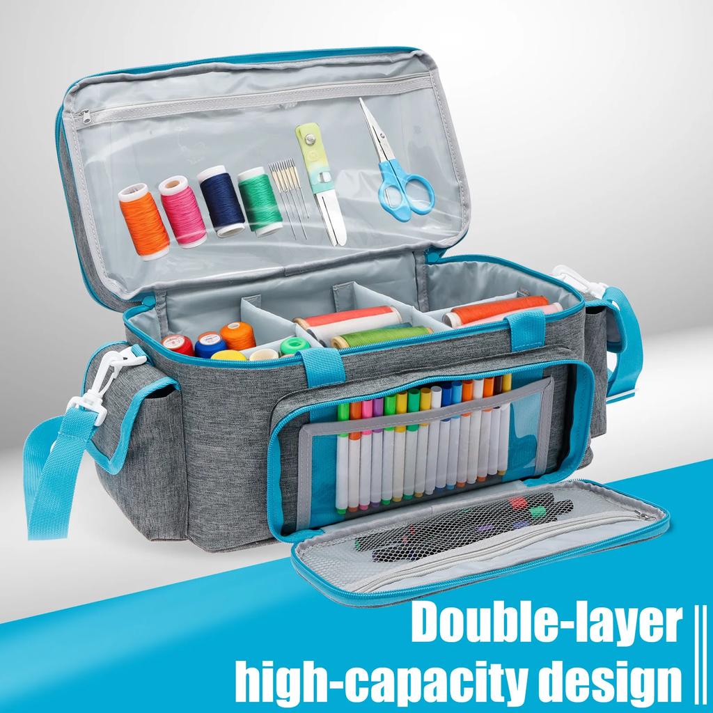 Large Sewing Machine Bag Double Layer Embroidery Thread Yarn Carrying Case Portable Storage Tote Sewing Machine Accessories