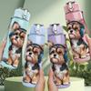 1 szt. Bust psa Yorkshire Terrier Nadruk 750 ml Kolorowa Plastikowa Butelka Sportowa na Wodę Szczelna z Nakrętką Flip-Top ze Słomką Do Sportu, Biura, Użytku Domowego