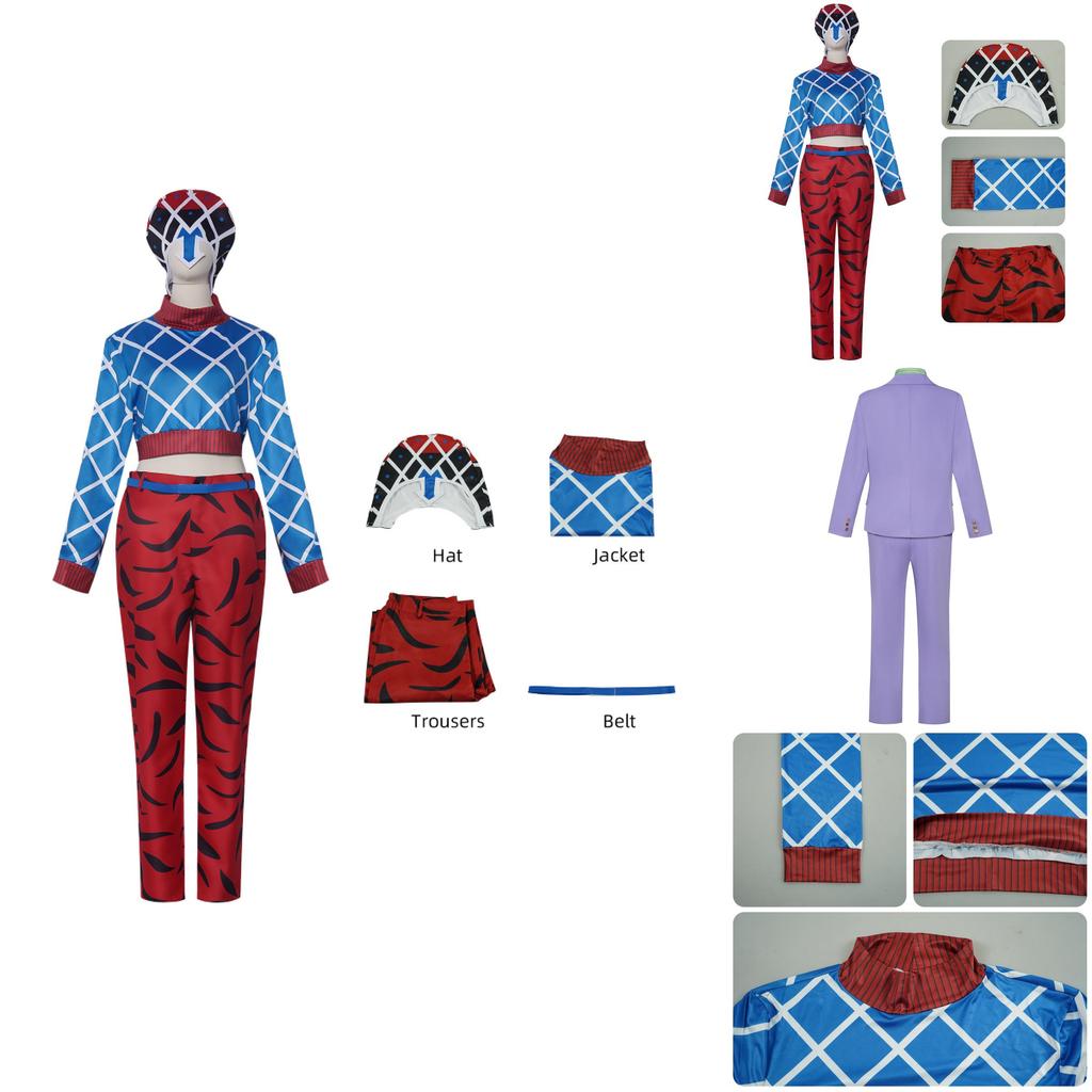 Jojos Bizarre Adventure Kira Yoshikage Guido Mista Cosplay Kostüm mit atmungsaktivem Material für Anime-Fans