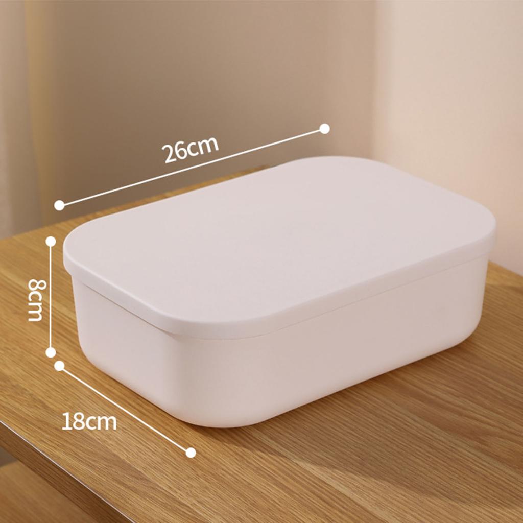 Desk Organizer Plastic Desktop Storage Box Container with Lid Dustproof Stackable Cosmetic Storage B