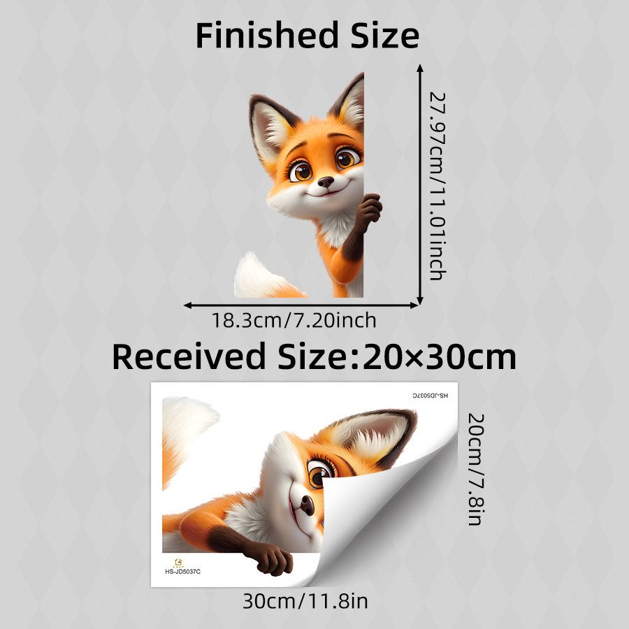 

Cartoon Cute Fox Peeking Through Window Static Cling Sticker for Kids Room Healing Home Decor 20x30CM