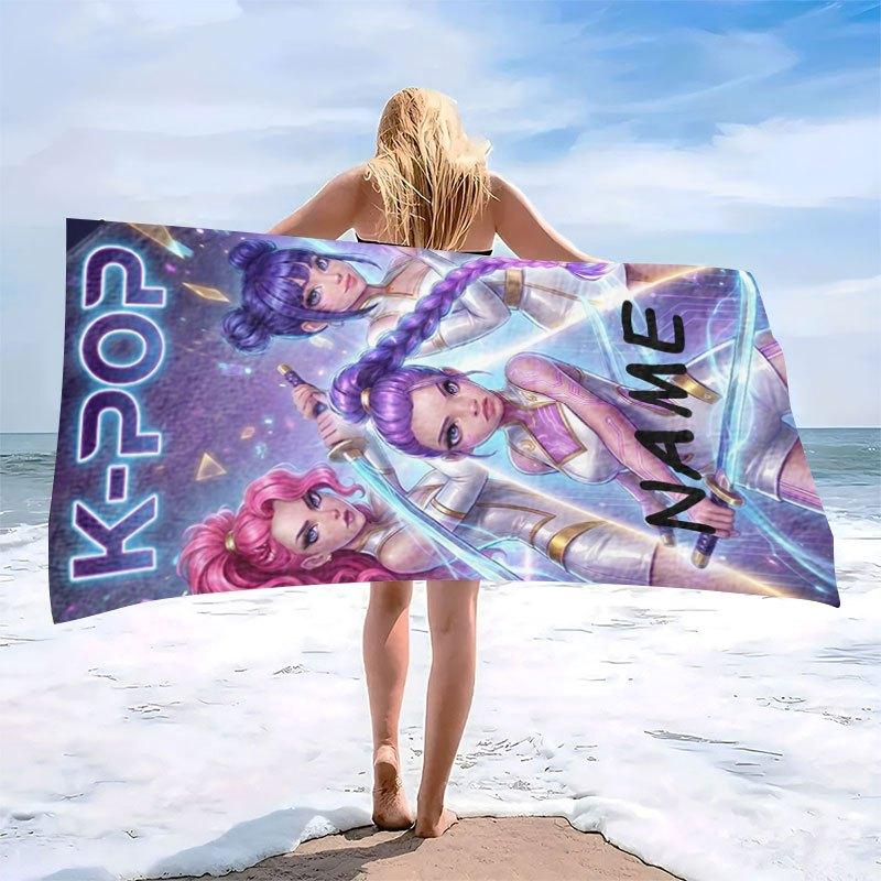 1 K-POP Beach Towel Single Sided 2D Print Soft Microfiber Beach Towel Pool Beach Vacation Accessory Bold Energetic Vibe Gift