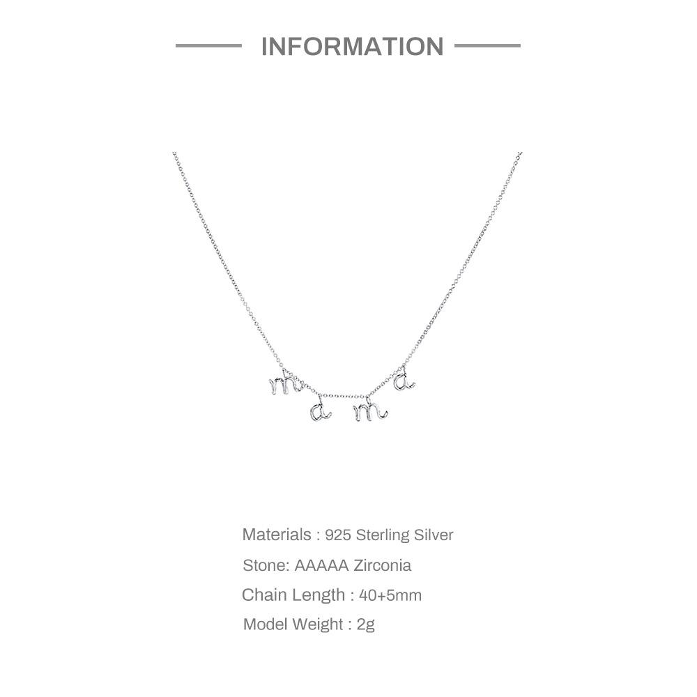 S925 Sterling Silver Ins Wind Mama Glossy Letter Necklace, Mother'S Day Gift, Temperament Versatile Women'S Collarbone Chain