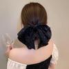 Elegant Temperament Mesh Hair Clip for Woman Rhinestone Large Bow Hairpin Fashion Girl Duckbill Clip