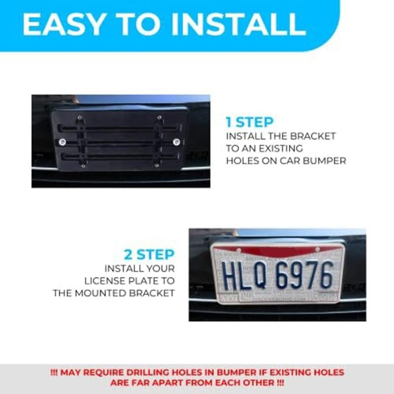 Universal Car Front Bumper License Plate Bracket for SUV Truck Mounting Kit with Screws & Screwdriver Easy Installation