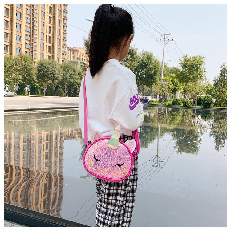 Iridescent Unicorn Cartoon Princess Crossbody Bag for Baby Girls