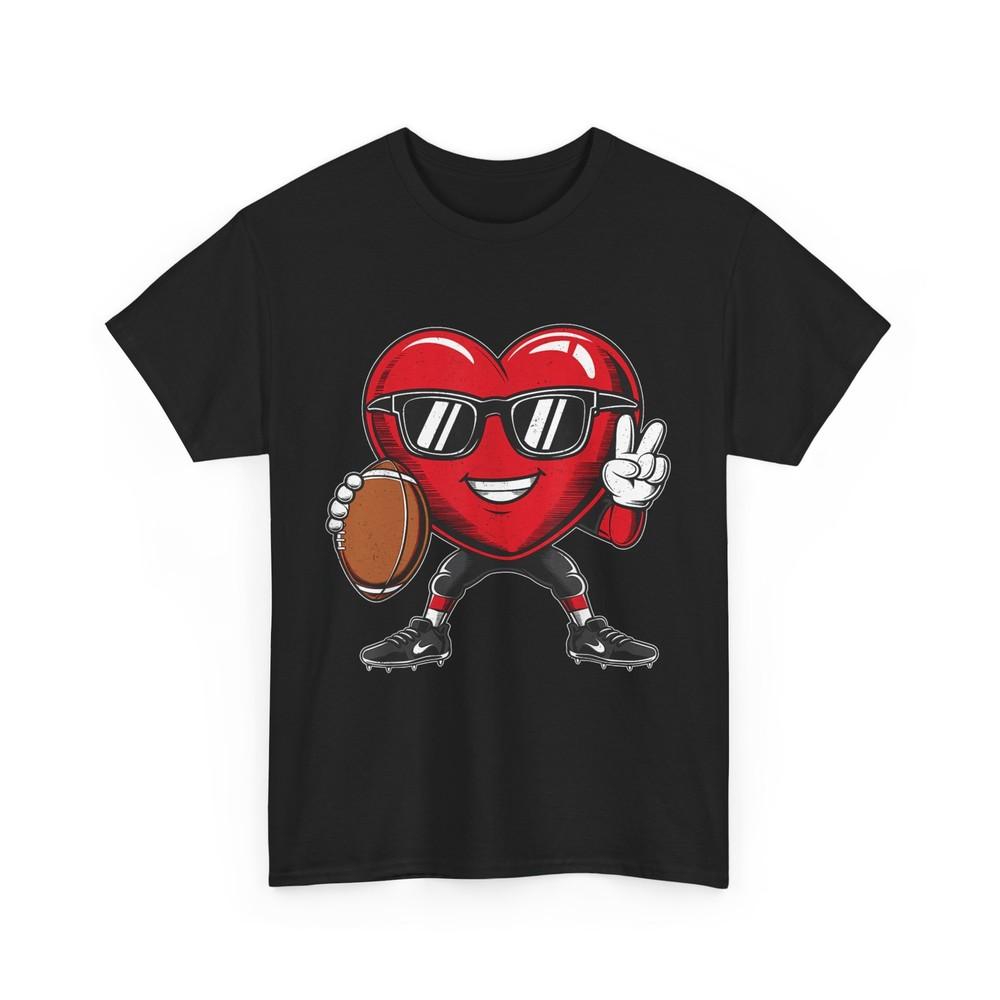 Valentine's Day Heart Playing Football Men Women T-Shirt