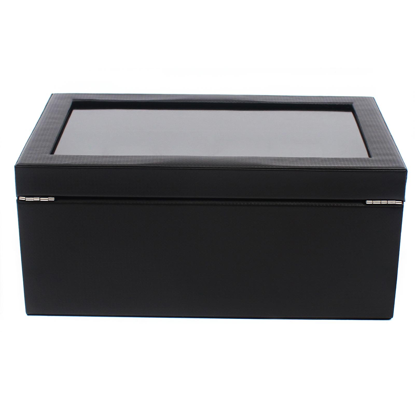 

Watch Box 24 Mens Case Glass Top Black and Display Organizer Lockable чорний
