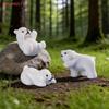 4pcs Miniature Polar Bear Figurines Resin Crafted Handicraft Simulation DIY Aquarium Landscape Dollhouse Decor Bonsai Ornaments