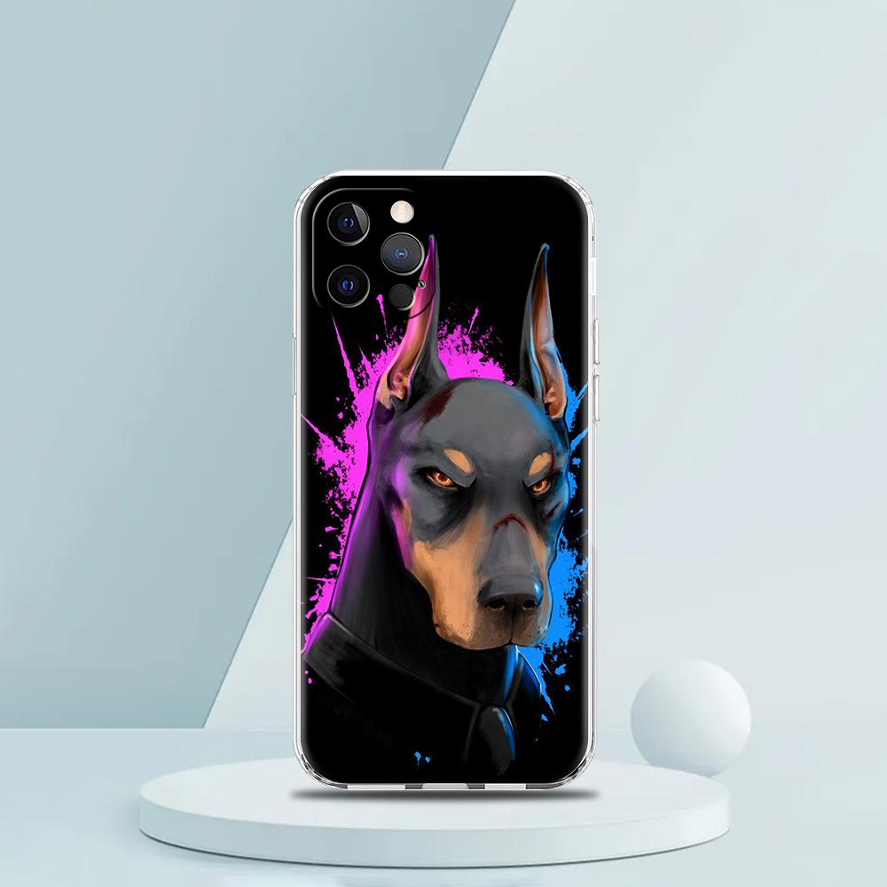 Doberman Dog Case for iPhone 16 15 14 13 12 Pro Max Cover Transparent Soft for iPhone 11 Pro Max 7 8 Plus XS XR Shell Capas Bags