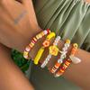 Ingemark Boho Polymer Clay Chain Bracelets Set for Women Starfish Conch Flower Imitation Pearl Elastic Bangles Aesthetic Jewery