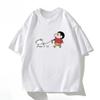 Men's and Women's 2025 New Crayon Printed T-shirt Fashion Harajuku Round Neck Pure Cotton Casual Trendy Short Sleeve Top