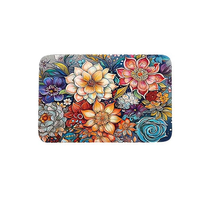 

Bohemia Rustic Floral Kitchen Floor Mat Home Decor Farmhouse Hallway Balcony Rugs Bathroom Anti-slip Doormat Living Room Mat 40cm x 60cm