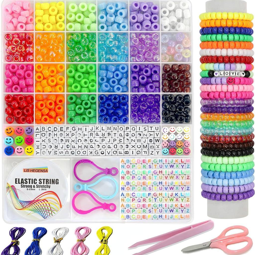 1100 Pony Bead Bracelet Making Kit With Decorative Beads And Jewelry Craft Supplies Diy Jewelry