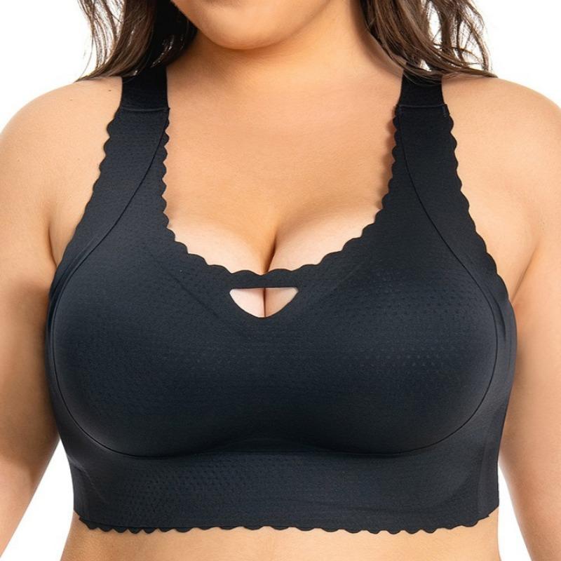 European and American Large Size Seamless Underwear Women's Gathered Anti-sagging No Steel Ring Breast Fat Girl Bra