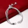 925 Silver Heart Tassel Bracelet 8 Inches Fashion Jewelry Gift for Women Party Accessories