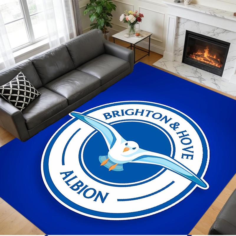 Anti‑Slip Crystal Velvet Floor Rug, Brighton Hove Albion Design Carpet for Indoor Living Bedroom Home Decoration