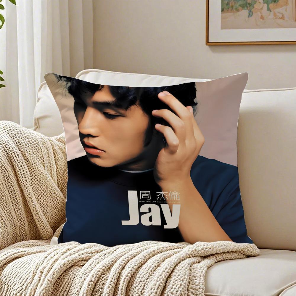 Chinese Pop JJay Chou Album Cover Cushion Cover Linen Pillowcase Soft for Sofa Bed Home Room Decor