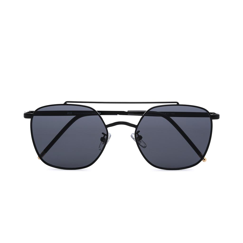 Alloaiweeo [Alo] Al2904A 0909M Double-Bridge Square Black Metal Sunglasses