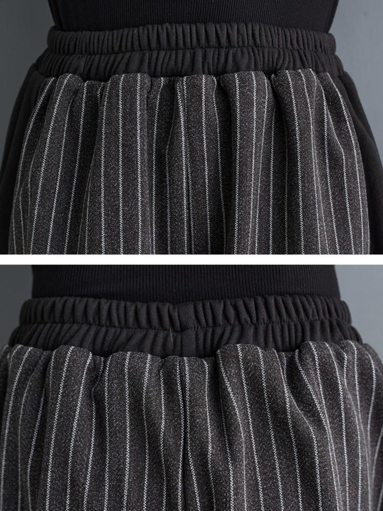 Oversized Striped Print Spring Pants Women Wide Leg Loose Pleated Ladies Trousers Elastic High Waist Fashion Casual Woman Pants