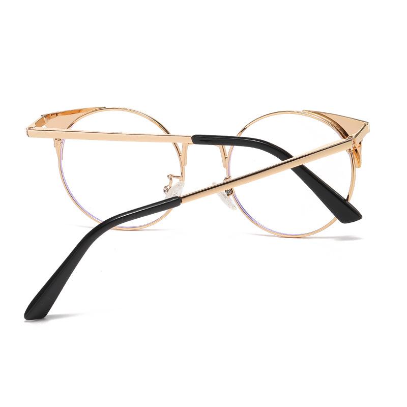 95588 Round Frame Fashionable Anti-Blue Light Unisex Glasses Frame, European And American Metal Spring Foot Flat Glasses