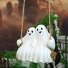 Swing Ghost Couple Figurine Halloween Ghost Hanging Decoration Resin White Ghost Couple Ornament for Indoor Outdoor Garden Patio Porch Decor