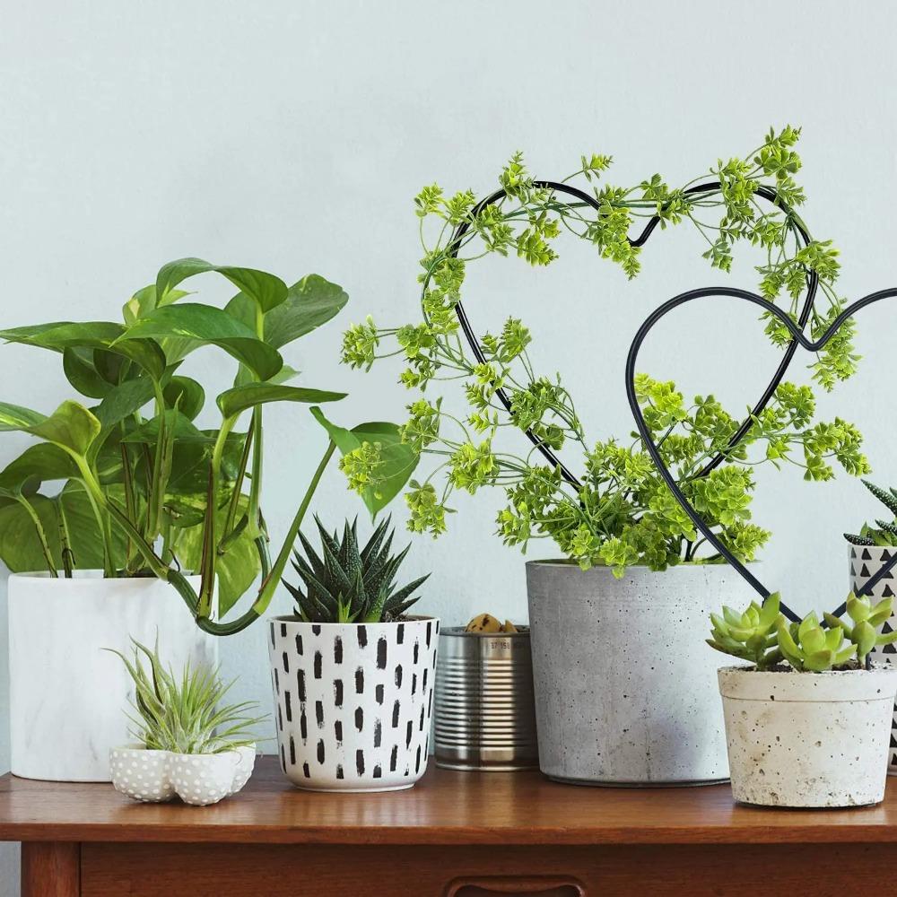 1Pc Plant Support Garden Stake Stand Round Vine Climbing Rack Ironheart-Shaped Flower Trellis Frame Stand Holder Plastic Decor