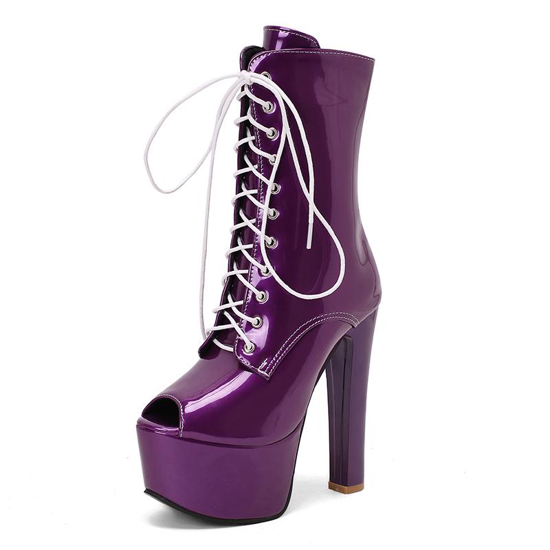 Women's high-heeled cool boots, sexy European and American style waterproof platform thick heel large size fish mouth shoes