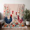 1pc Sdoo Vintage Floral & Rooster Print Flannel Blanket - Soft Cozy Throw for Sofa, Bed, Car, Office, Camping - All-Season Warmt