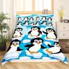 Penguin Comforter Duvet Cover Kawaii Animal Black White Little Penguin Quilt Cover Set Iceberg Antarctica Winter Bedding Set
