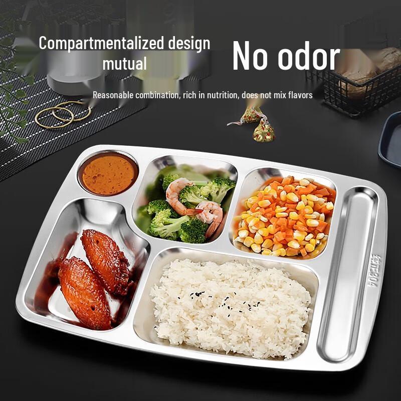Youxia 304 Stainless Steel Five-Compartment Dining Tray