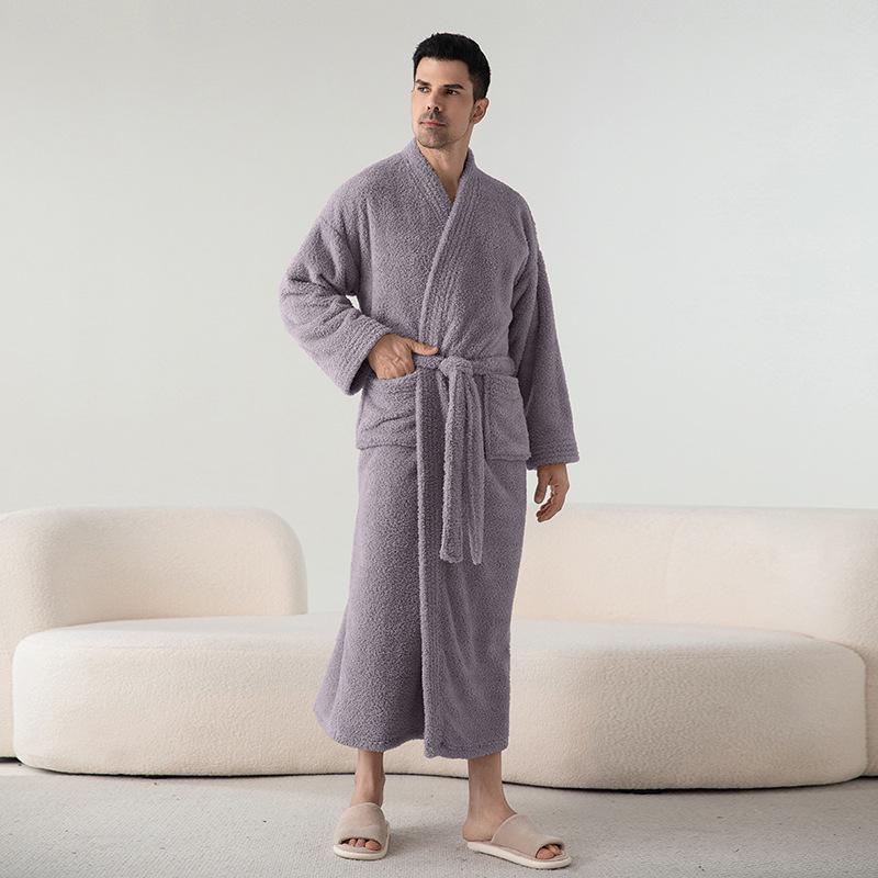 Unisex Jacquardfleece Badrock - Lång, Förtjockad, Plus Size Pyjamas för Höst & Vinter.