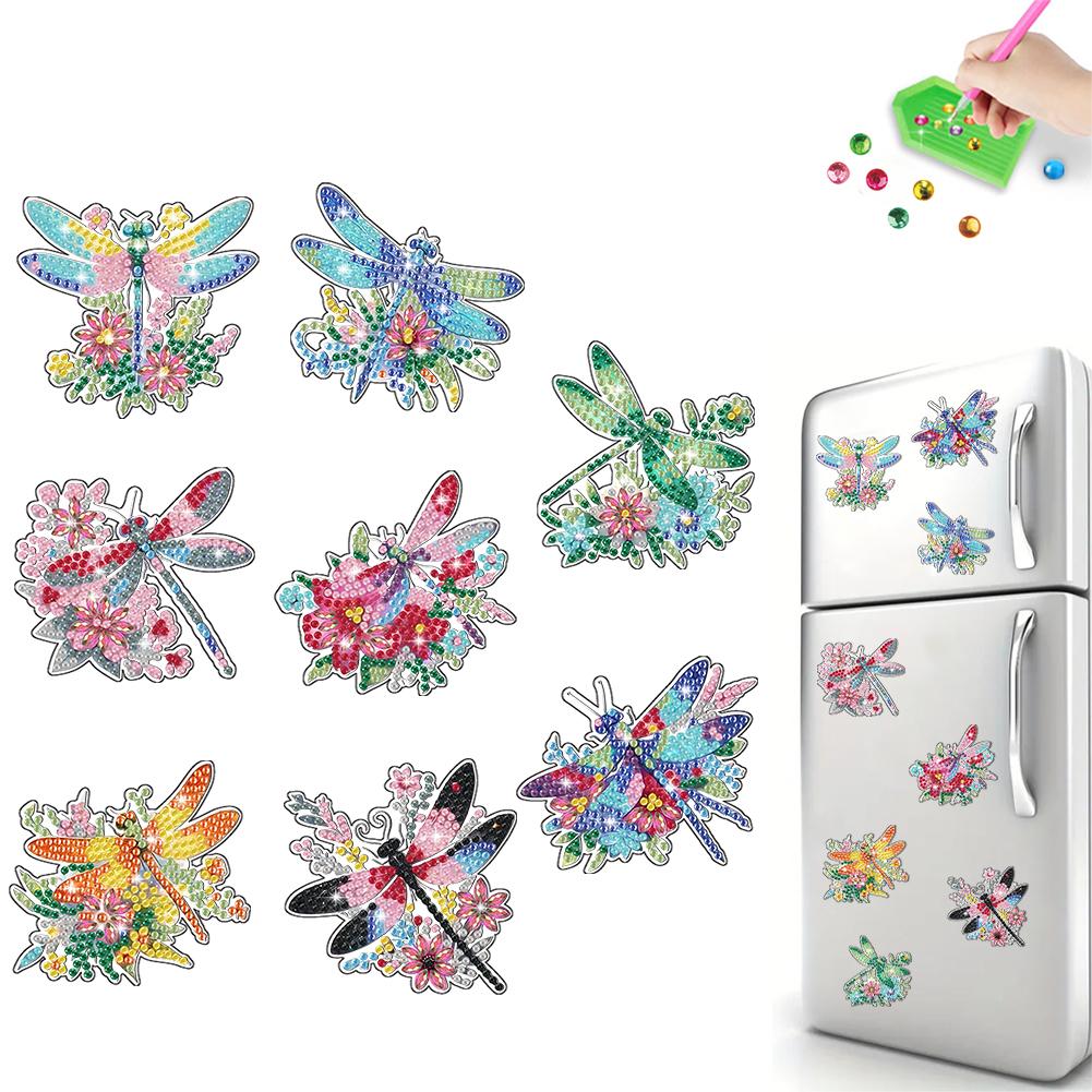 5/6/8Pcs Full Drill Fridge Magnets Sticker Cartoon Animals Flower Diamond Painting Magnets Refrigerator for Adults Kids Beginner