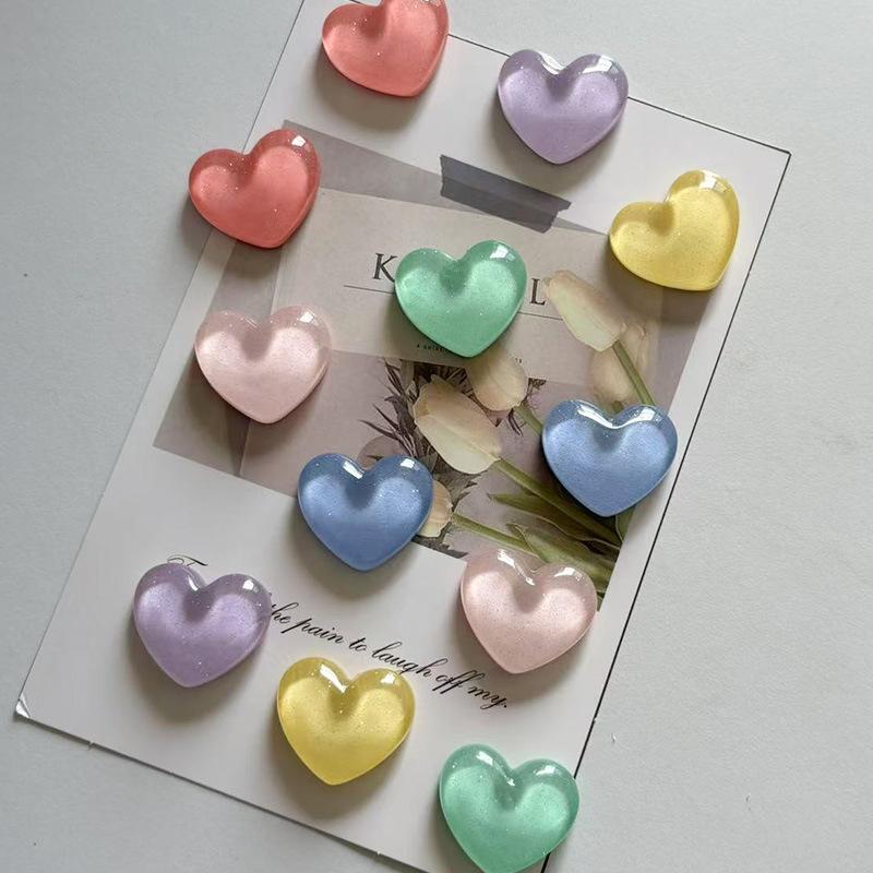10 PCS Colorful 3D Heart Resin Fridge Magnets Reusable Magnetic Stickers for Holiday Home Decor Gift
