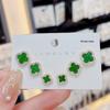 Set di Orecchini a Bottone in Argento Sterling con Quadrifoglio Auspicioso per Donna
