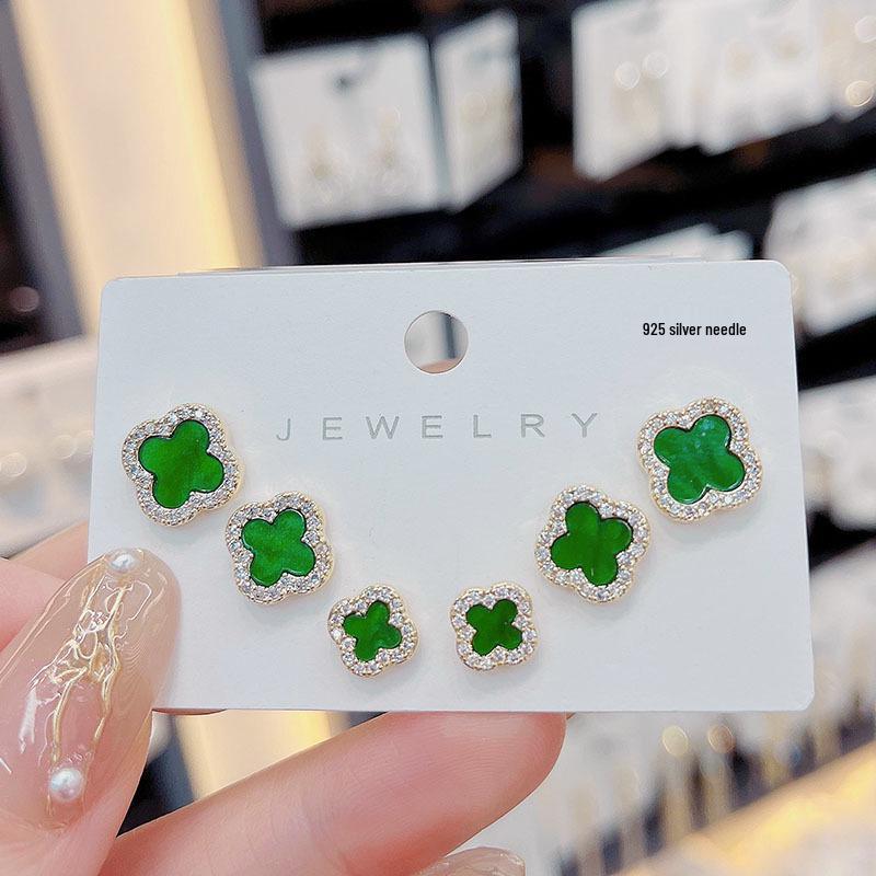 

Набор серег-пусет из стерлингового серебра с благоприятным четырехлистным клевером для женщин