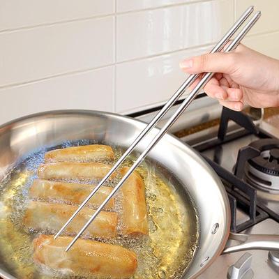 Kızartma Sofra Takımı Çin Uzun Paslanmaz Çelik Tekrar Kullanılabilir Japon Suşi Çubukları Kore Sıcak Pot Araçları