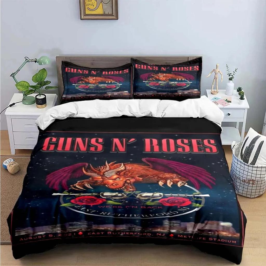 3D Tisk Guns N Roses GNR Kapela Retro Ložní Souprava Chlapci Dívky Twin Queen King Size Povlak na Přikrývku Povlak na Polštář Postel Chlapci Dospělí