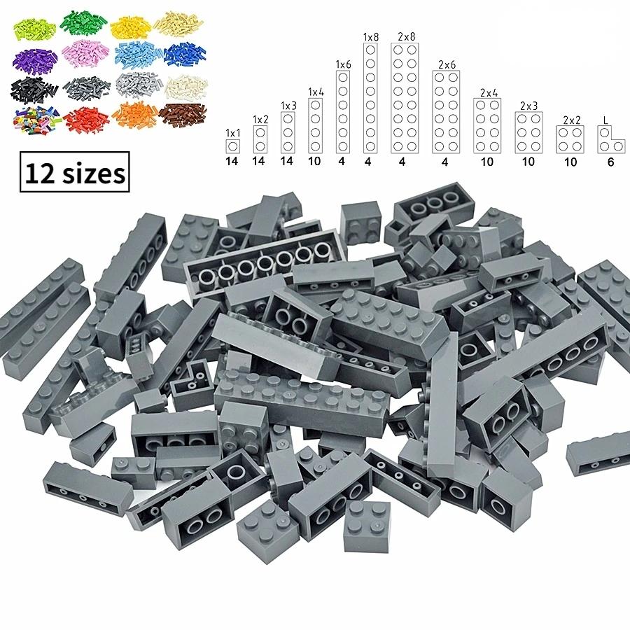 12 Size Mixed Thick Building Blocks City Classic Brand Creative Bricks Colorful Bulk Model Figures Educational Kids Brick Toys