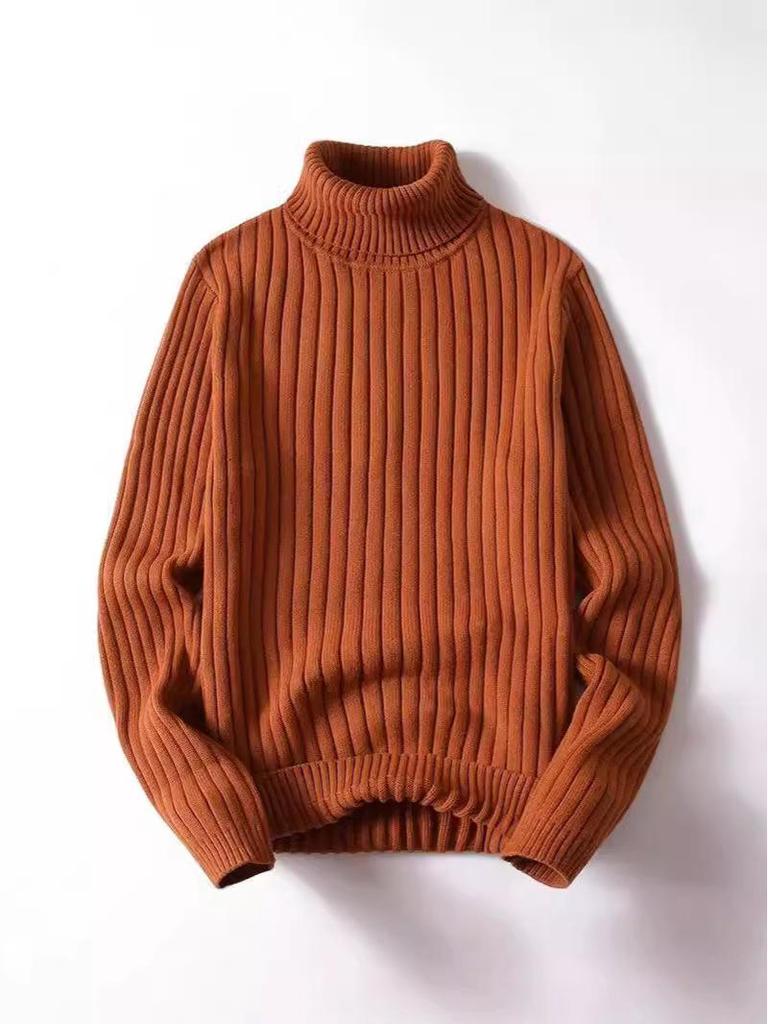 Men's Thickened High Neck Winter Sweater - Casual Trend, Light Luxury, Solid Color, Plus Size, Unisex