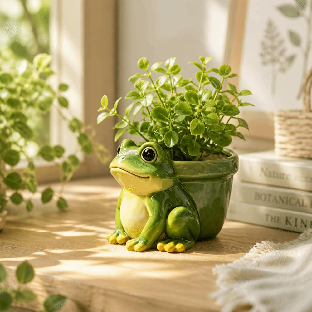 Resin Succulent Pot Funny Frog Planter Stylish Modern Potted Sculpture Garden Decoration
