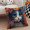 Simple Casual Prints Of The Strange Cats Cushion Cover Linen Pillow Case Soft Breathable Protective Couch Room Decoration