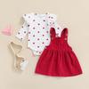 Spring Infant Baby Girl Clothes Set Skirt Heart Print Long Sleeve Romper 2Pcs Toddler Girl Clothing Outfits