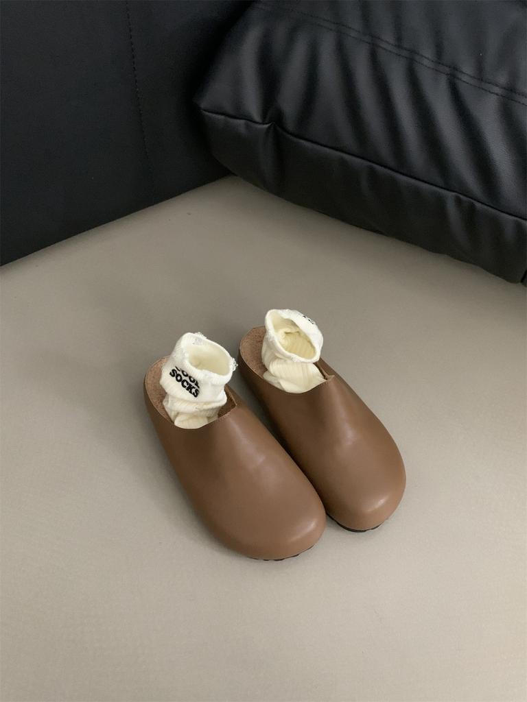 Lazy fashion niche bag head half slippers women wear new retro temperament casual lazy platform muller single shoes